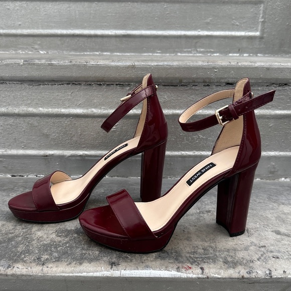 NINE WEST Dempsey 3 Platform Sandal Pumps in Patent Leather Red - Picture 9 of 15